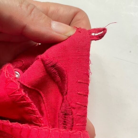 Free People Cherry Red Embroidered Pleated Sleeveless Dress Size 4 - Picture 3 of 10